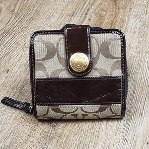 Coach Signature Stripe Medium Zip Around Wallet